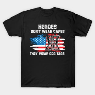 Heroes Wear Dog Tag & Combat Boots Veterans T-Shirt